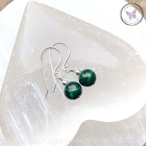 Classical Malachite Silver Earrings